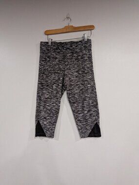 Beverly Hills Polo Club Space Dye Cropped Leggings Black Grey Size Large